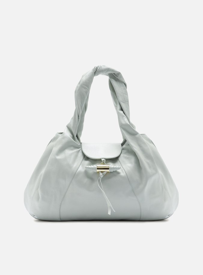 Bolsa Hobo Verde Couro Grande Tiras Metal