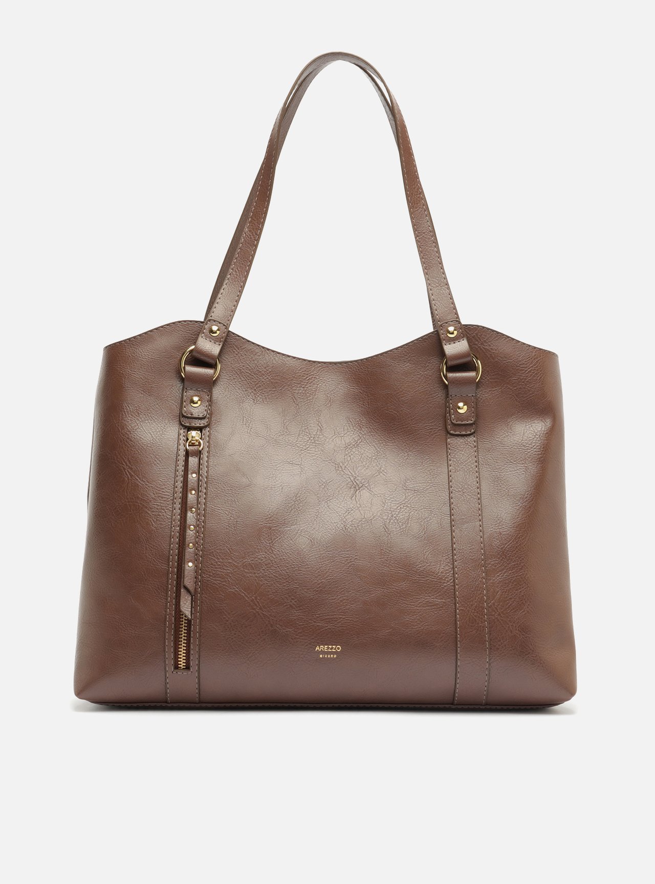Bolsa Shopping Marrom Grande Bolso Frontal Zíper — foto 1