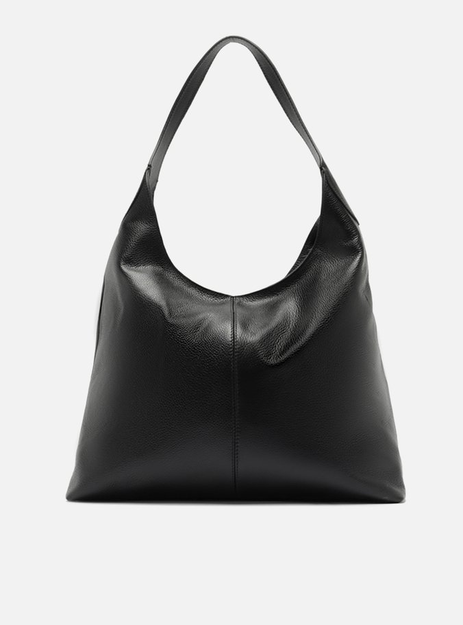 Bolsa Hobo Preta Couro Grande Alça Dupla