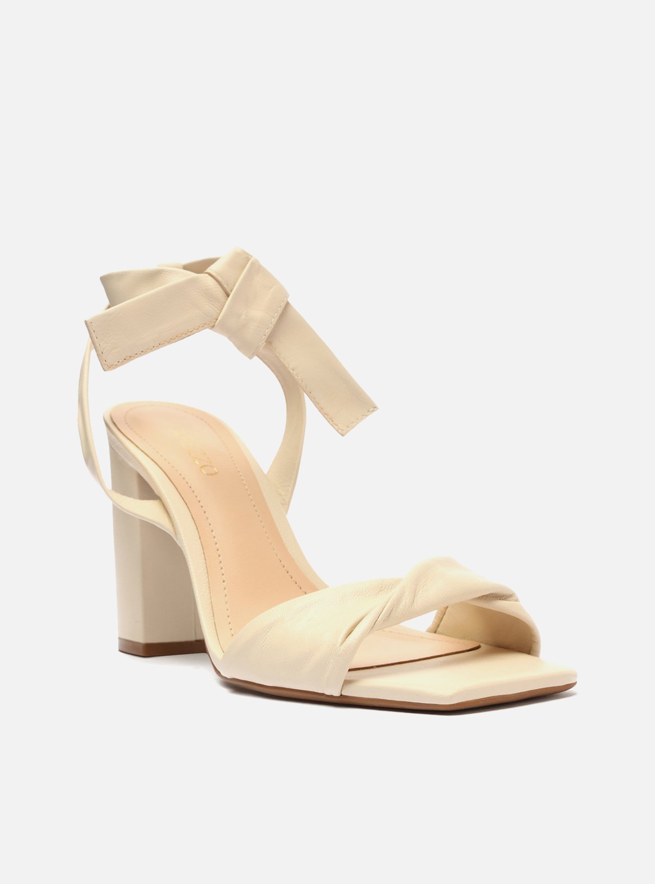 Sandália Off-White Couro Salto Alto Bloco Lace Up — foto 4