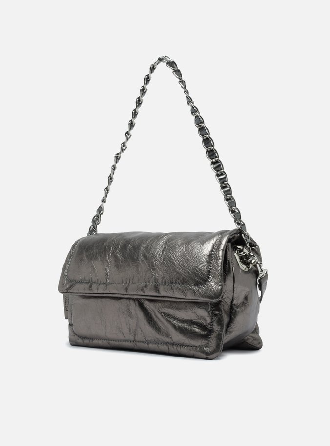 Bolsa Prata Couro Tiracolo Média
