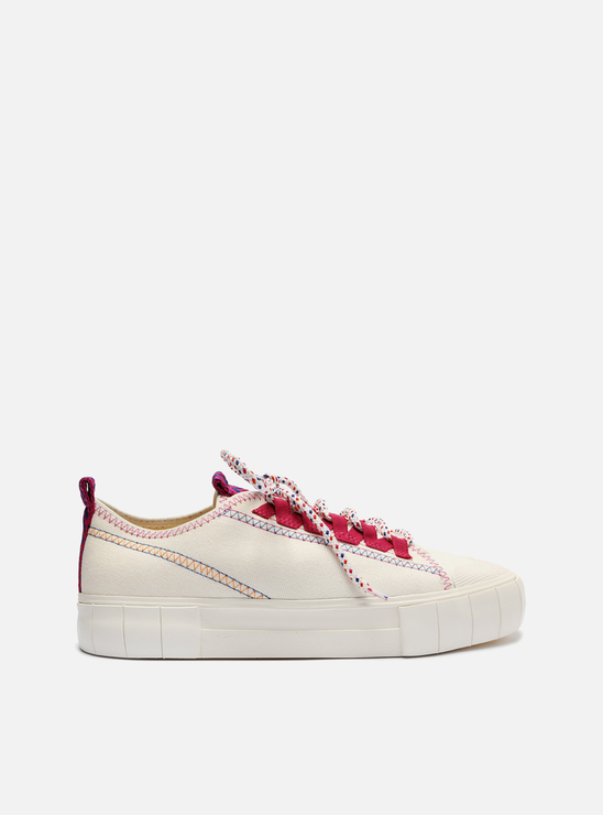Tênis Branco Lona Flatform Colorido