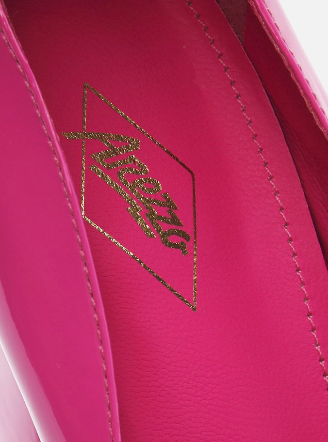 Scarpin Rosa Verniz Meia Pata Bloco Gilda