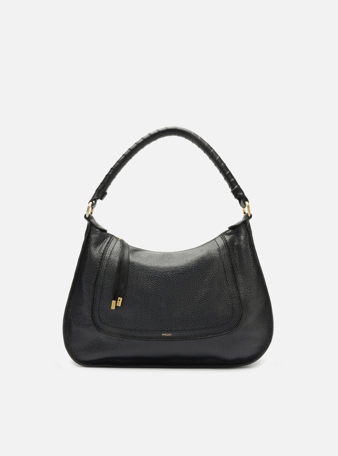 Bolsa Hobo Preta Couro Média Alça Trançada