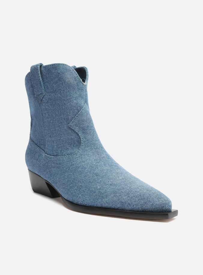 Bota Azul Jeans Cano Curto Western