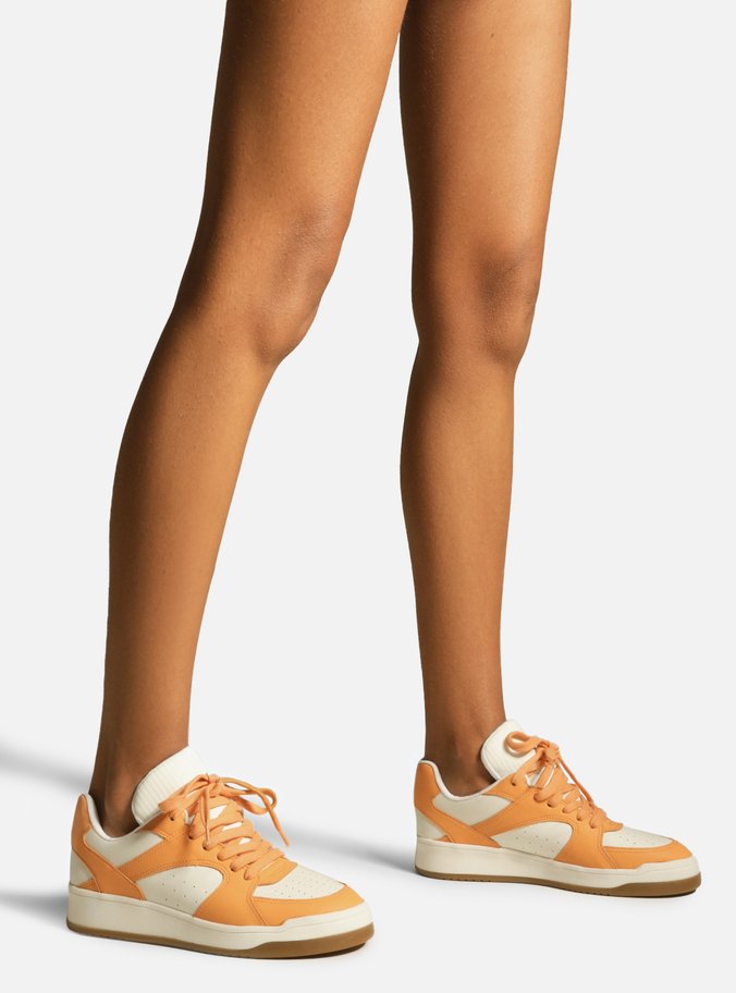 Tênis Branco Couro Street Laranja