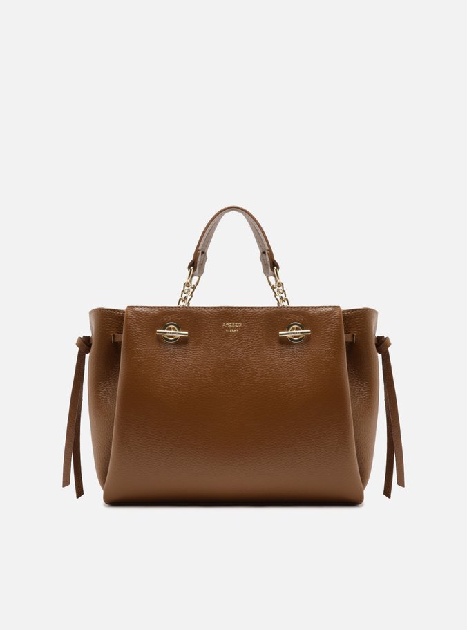 Bolsa Tote Marrom Média Alças Correntes