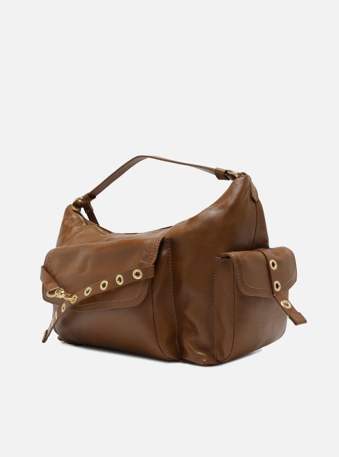 Bolsa Hobo Marrom Couro Grande Tira Ilhós