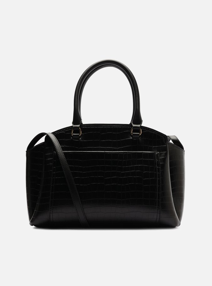Bolsa Tote Preta Croco Grande Textura