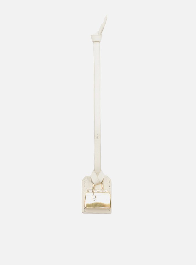 Bag Charm Branco Couro Mini Bolsa Metal