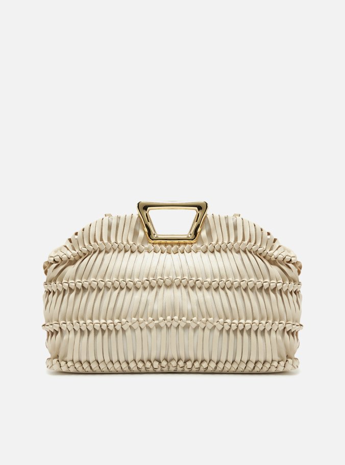 Bolsa Tiracolo Branca Couro Grande Alça Metal
