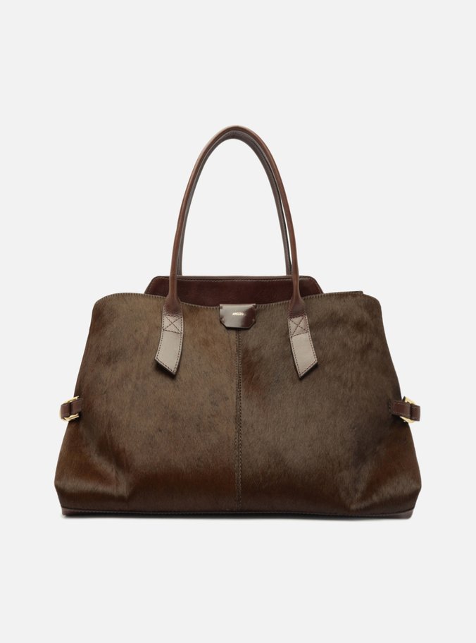 Bolsa Shopping Marrom Pelo Couro Grande