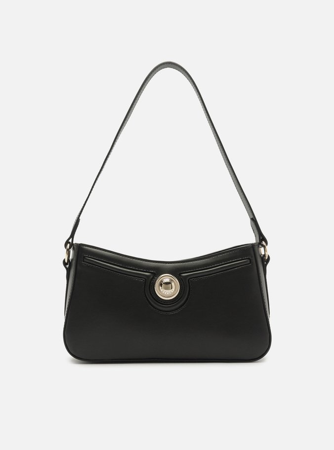 Bolsa Shoulder Preta Média Detalhe Metal