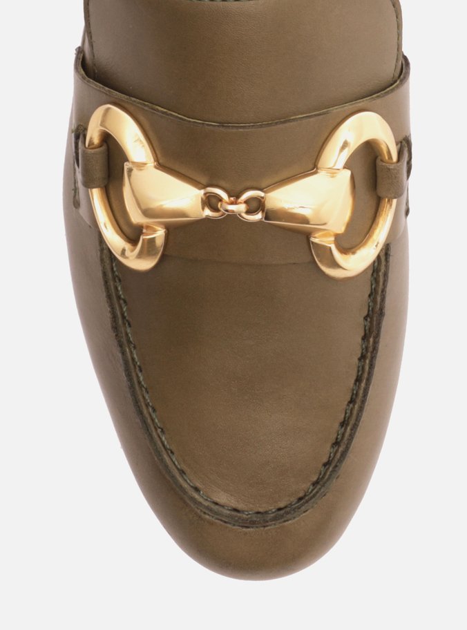 Mocassim Verde Couro Bridão Metal