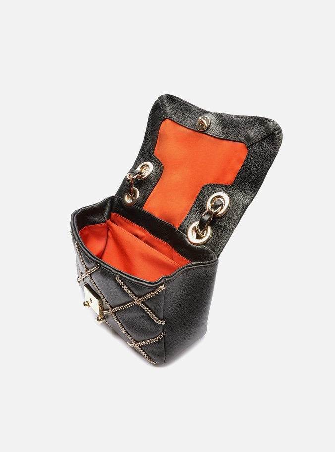 Bolsa Tiracolo Preta Correntes Couro Mizz Pequena