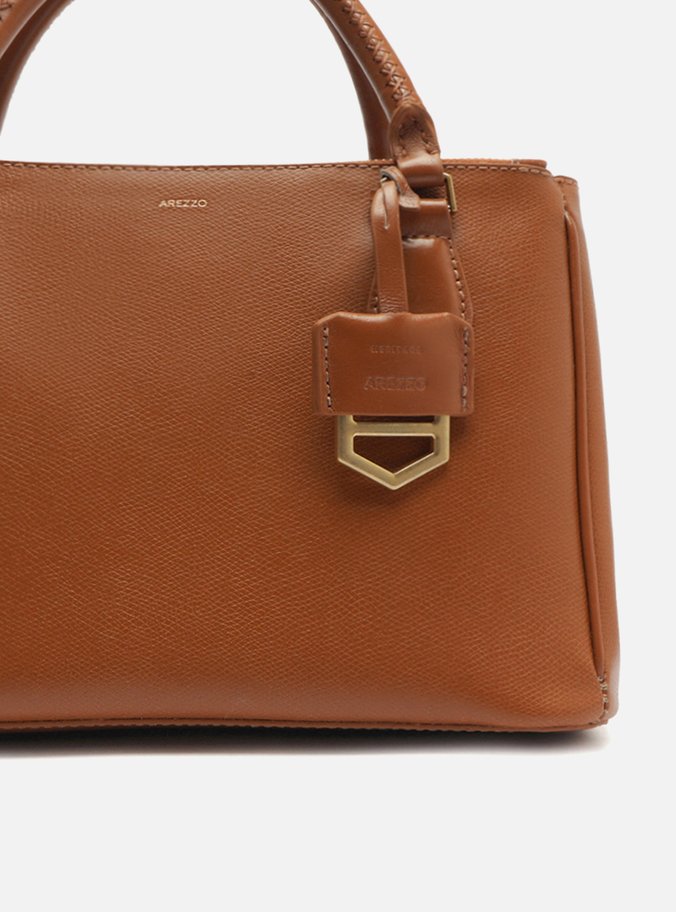 Tote Marrom Couro Grande Bag Charm Metal