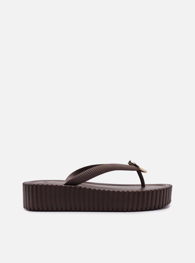 Chinelo Marrom Flatform Flip Flop Metal Bali