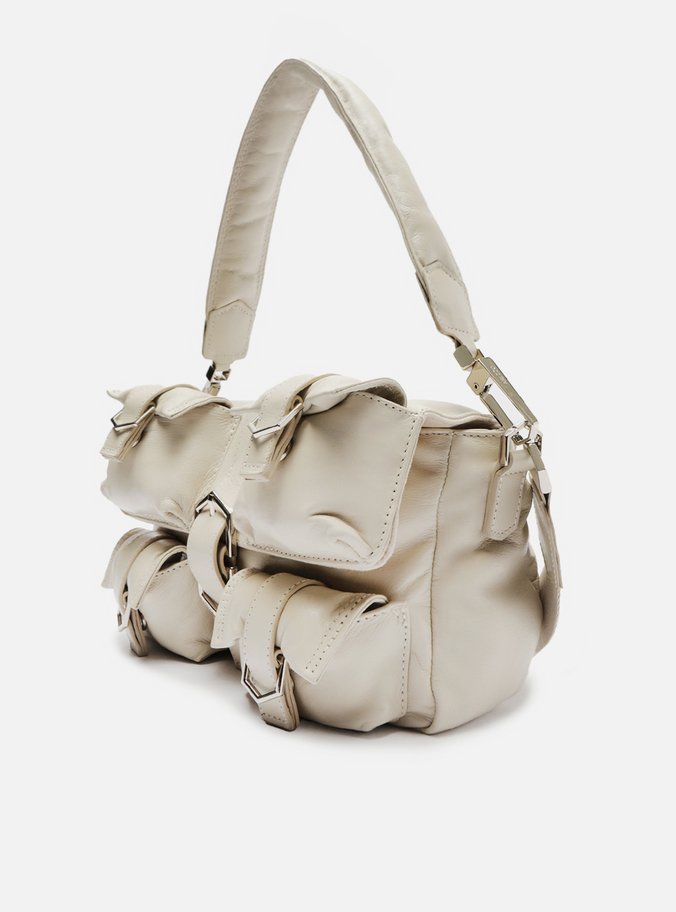 Bolsa Tiracolo Off-White Couro Pequena Bolsos