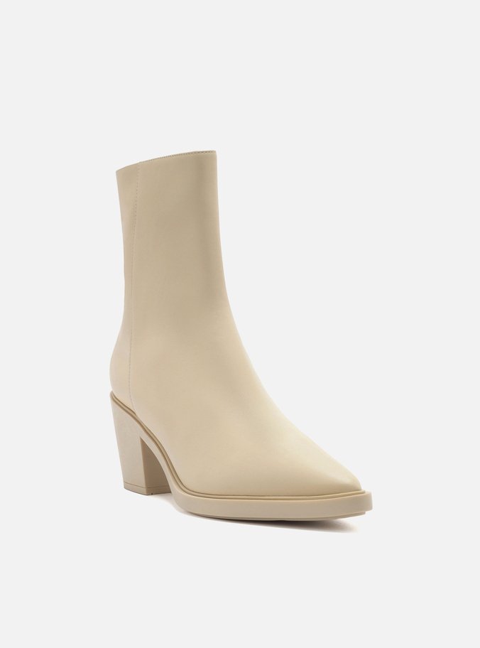 Bota Off-White Couro Cano Médio Western