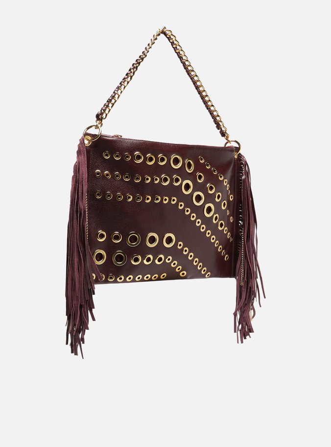 Bolsa Tiracolo Vermelha Couro Grande Franjas