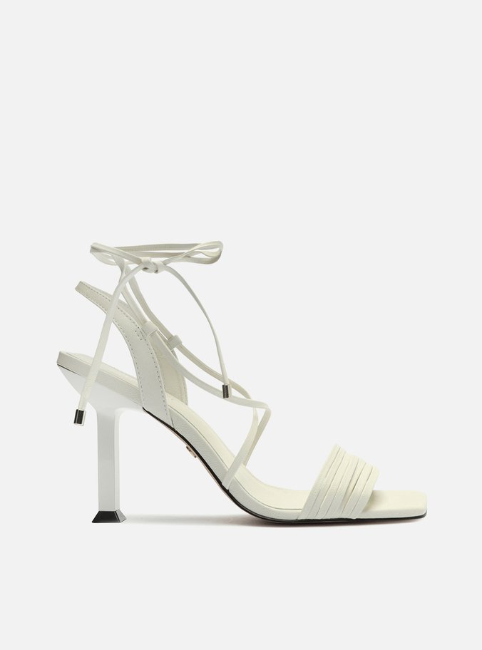 Sandália Branca Salto Taça Multi Tiras