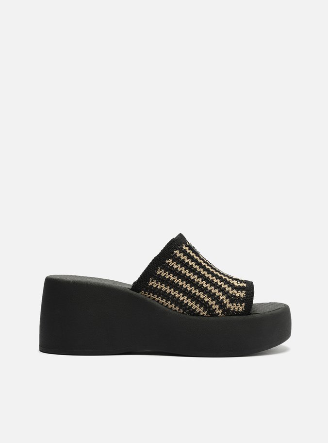 Tamanco Preta Crochê Flatform Barcelona