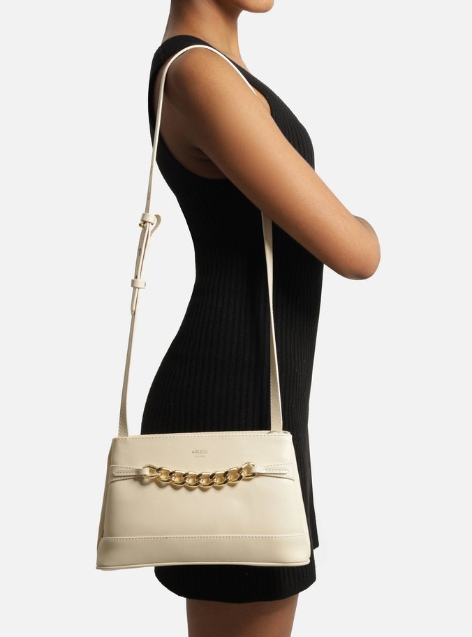 Bolsa Tiracolo Branca Pequena Corrente Frontal