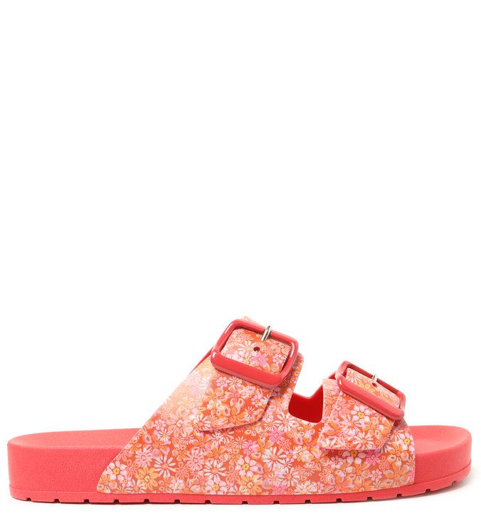 Slide Vermelho Floral Injetado Fresh