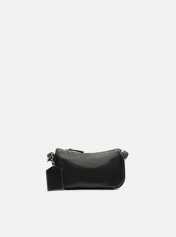 Arezzo — Bolsa Shoulder Preta Couro Pequena Metais