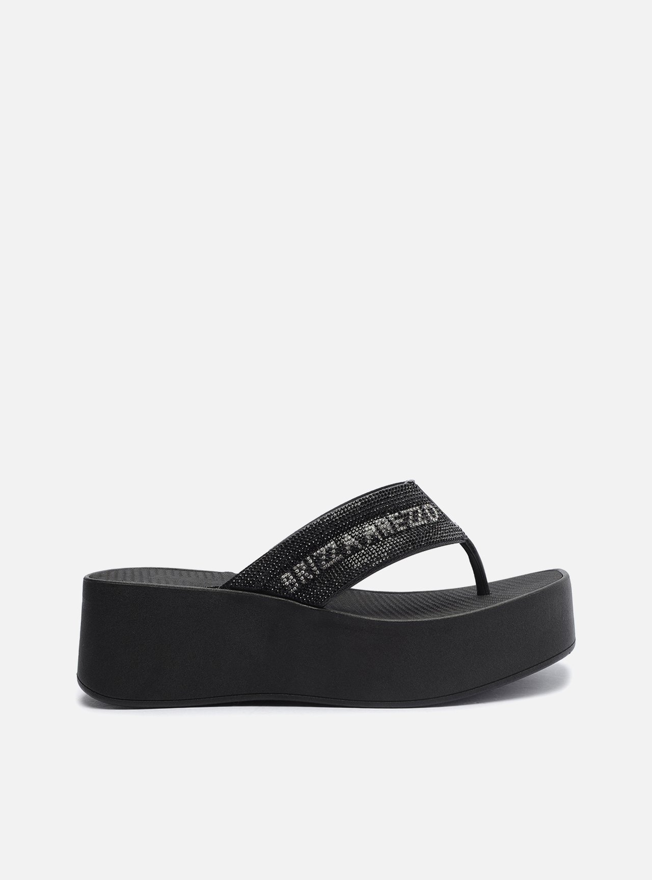 Tamanco Preta Flatform Lulu Lettering Strass — foto 1