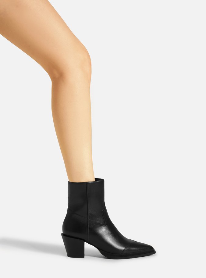 Bota Preta Couro Cano Curto Western