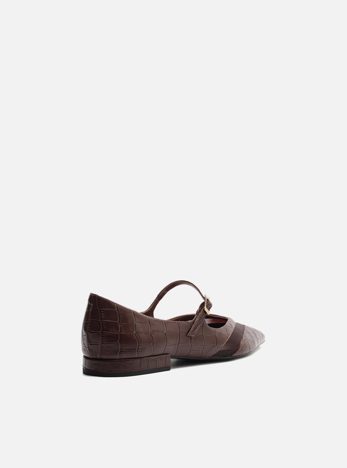 Sapatilha Marrom Croco Tela