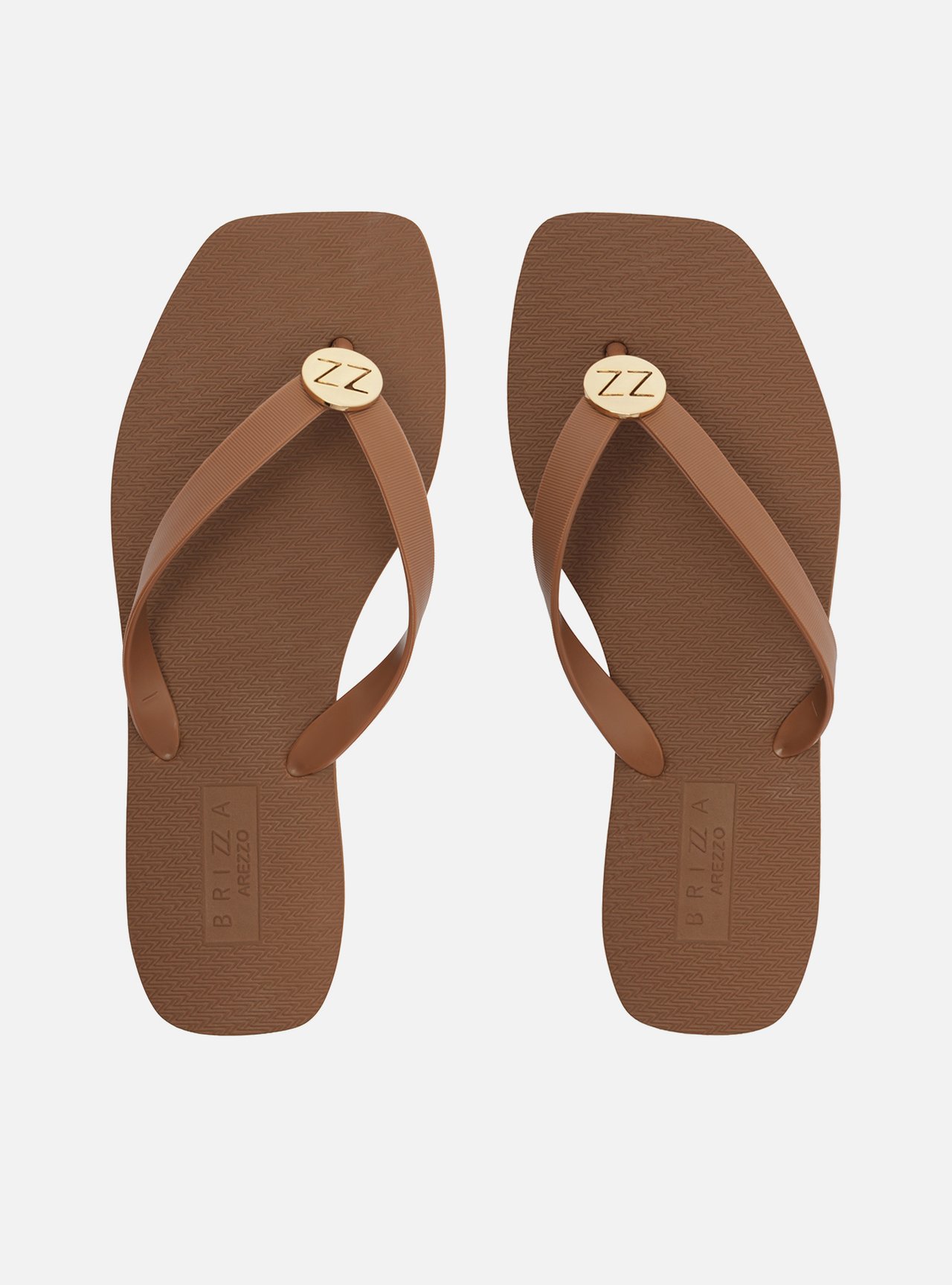 Chinelo Marrom Essential Metal ZZ Bico Quadrado — foto 1