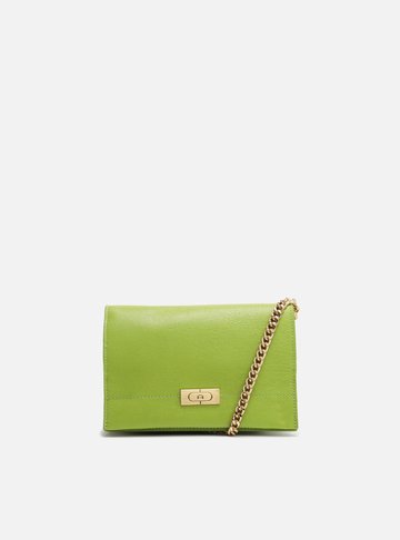 Bolsa Tiracolo Verde Couro Pequena Metais