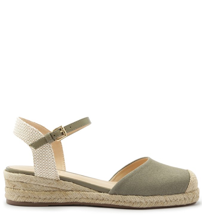 Espadrille Lona Salto Baixo Eucalipto e Natural