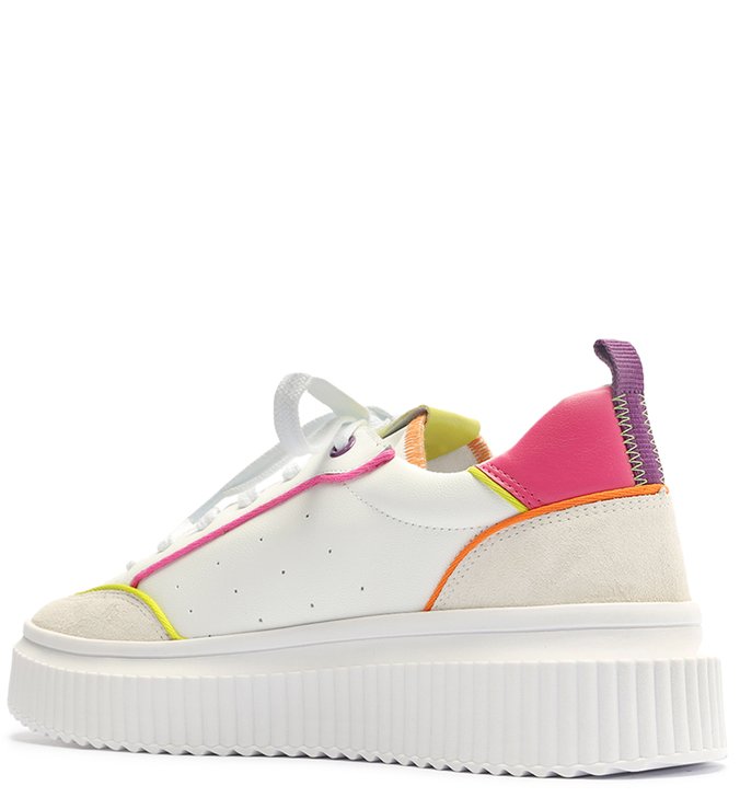 Tênis Branco Multimaterial Flatform Colorido