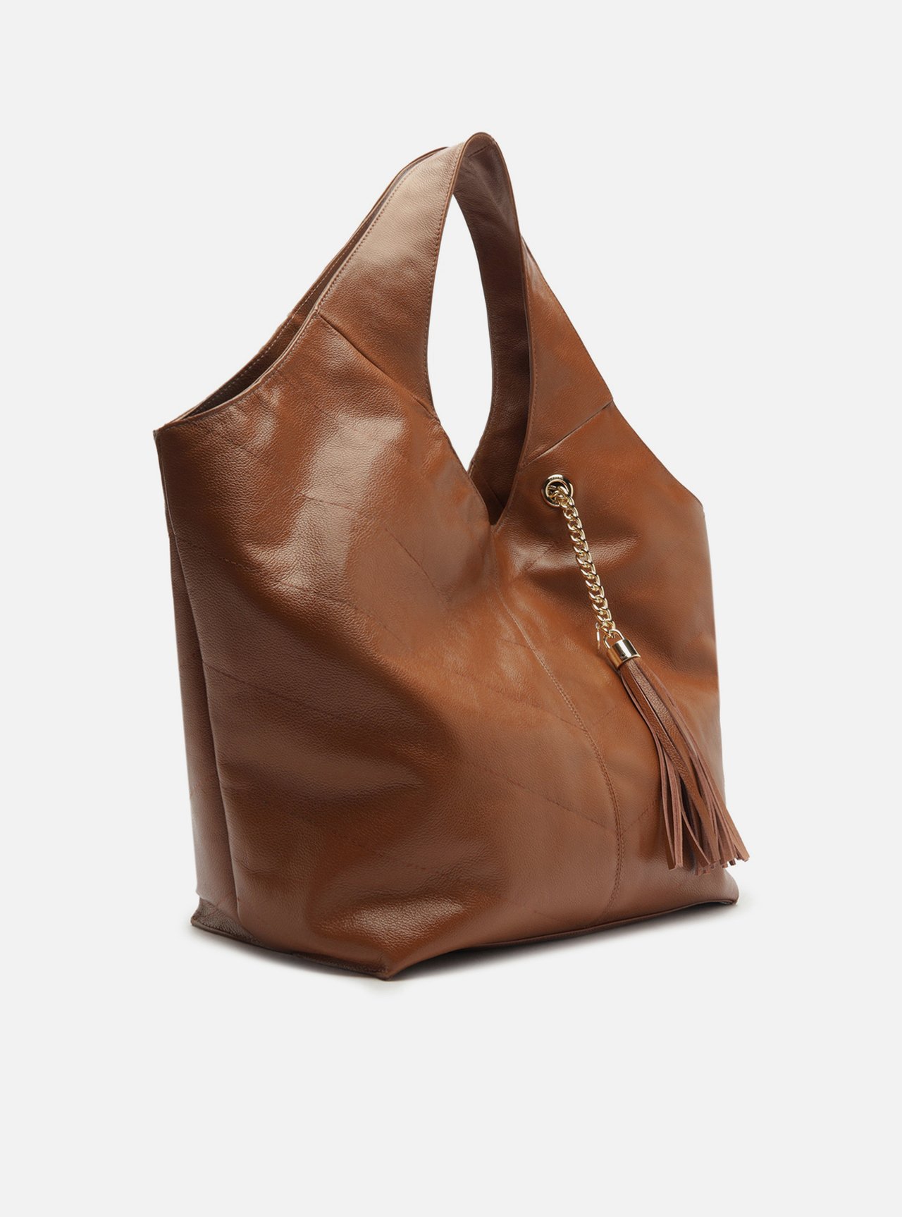 Bolsa Hobo Caramelo Couro Ísis Grande — foto 5