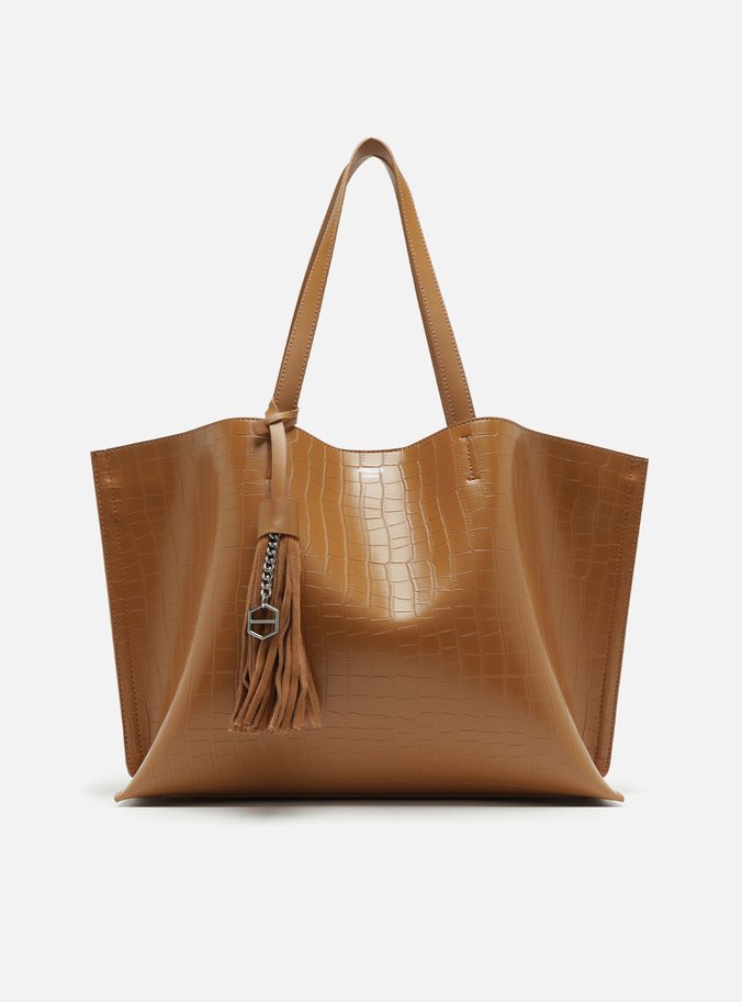 Bolsa Shopping Marrom Croco Valentina Grande