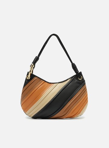 Bolsa Tiracolo Marrom Mix Couro Média Costuras