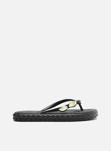 Chinelo de Dedo Preto Marrocos Flip Flop Metal