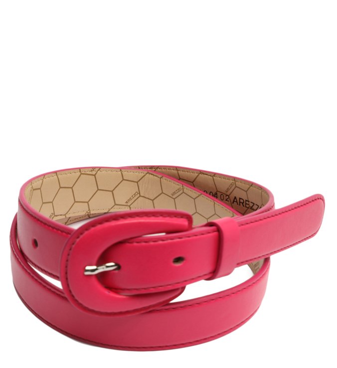 Cinto Rosa Couro Fivela Revestida