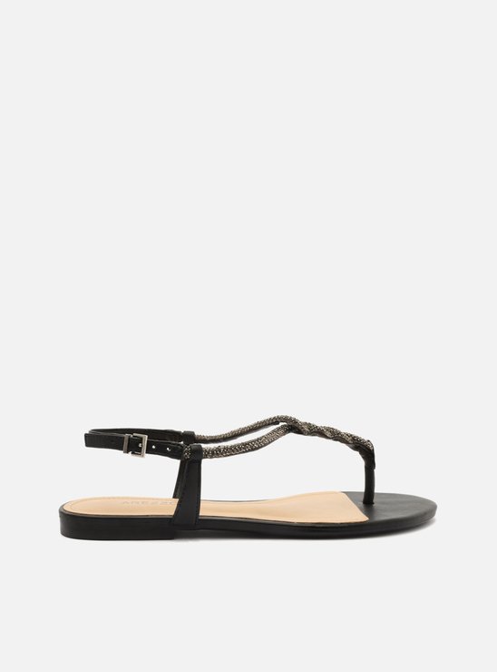 Rasteira Preta Slim Pedraria Strass