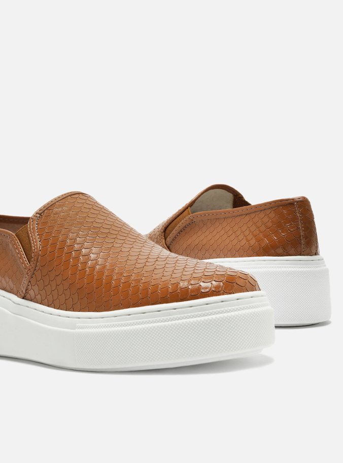 Slip On Marrom Sola Alta Bico Redondo
