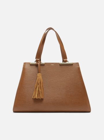 Bolsa Shopping Marrom Couro Grande Metal Barbicacho