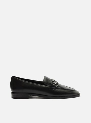 Mocassim Preto Couro Bridão Elos