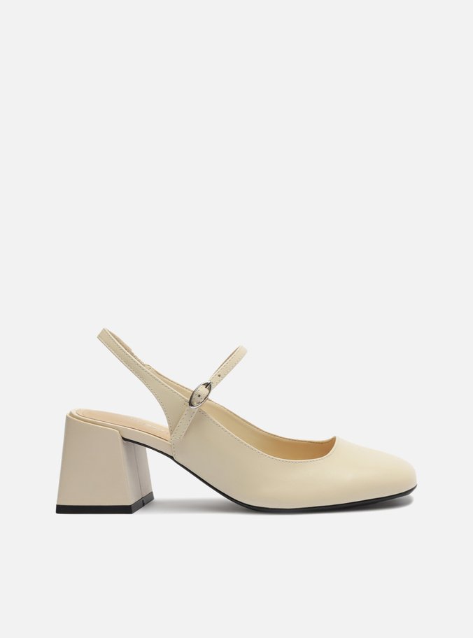 Scarpin Peep Toe Branco Bico Quadrado