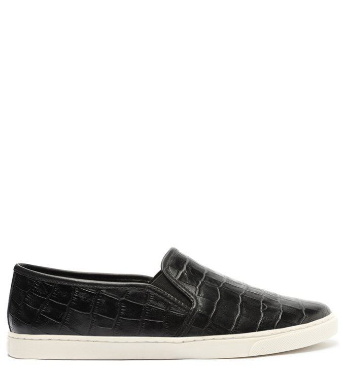 Slip On Preto Croco Sola Baixa