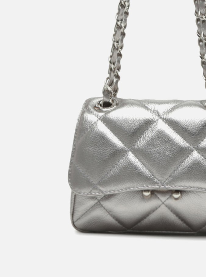 Bolsa Tiracolo Prata Velho Couro Mizz Pequena