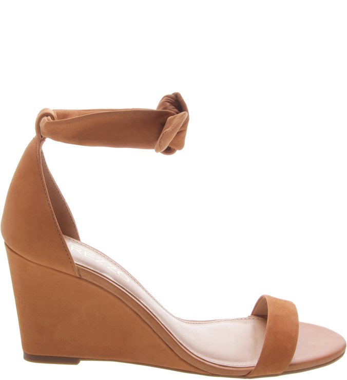 Sandália Nobuck Isabelli Lace Up Anabela Marrom