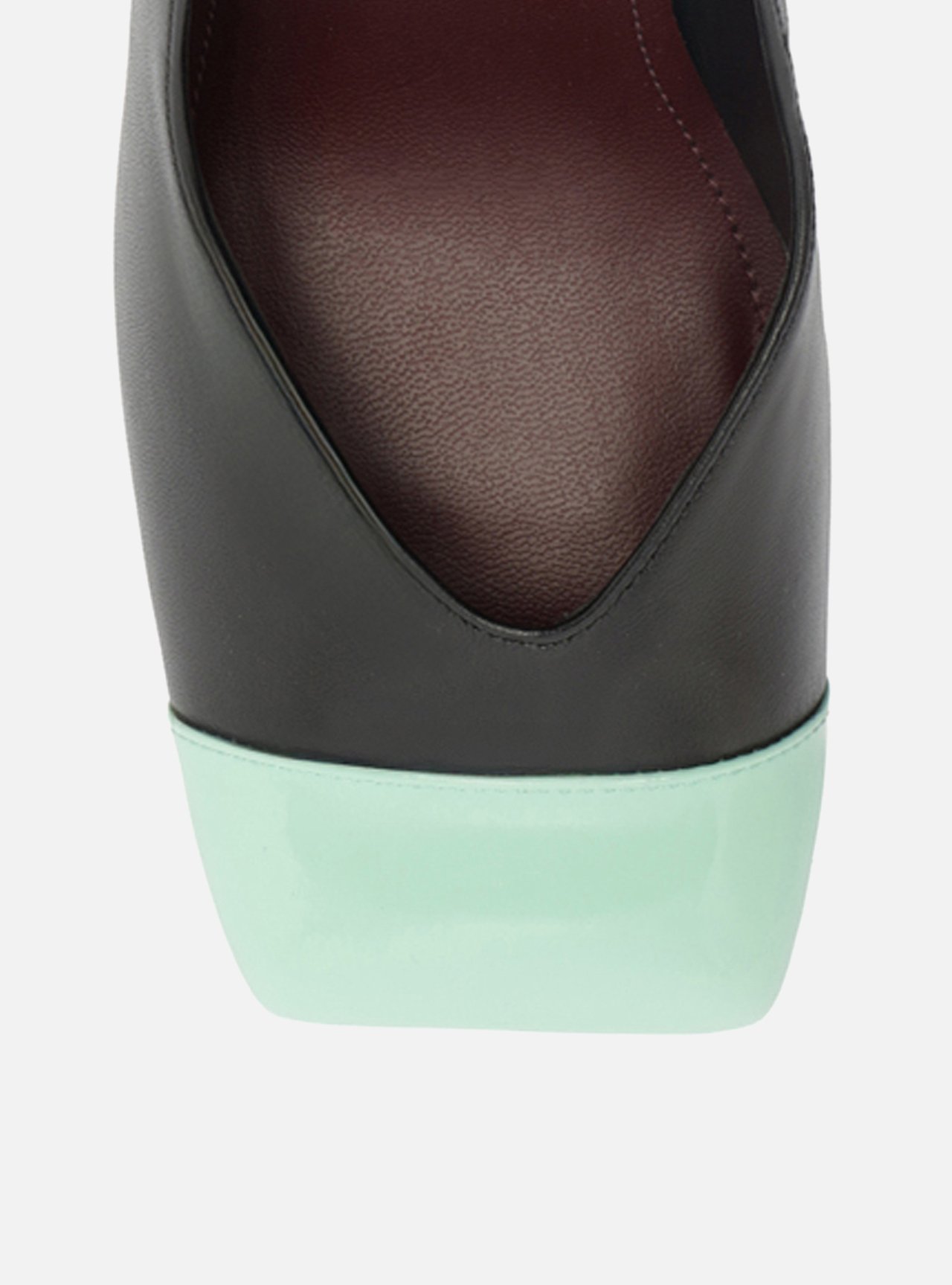 Scarpin Preto Multimaterial Salto Bloco — foto 6